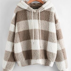SHEIN white and brown sweater hoodie